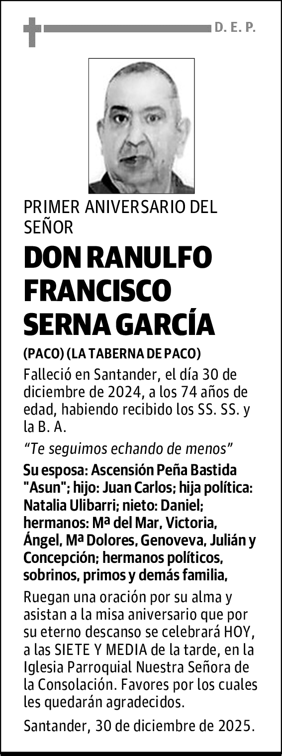 DON RANULFO FRANCISCO SERNA GARCÍA