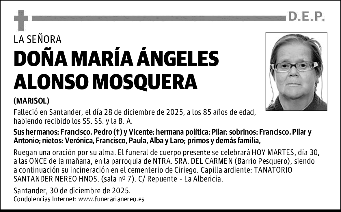DOÑA MARÍA ÁNGELES ALONSO MOSQUERA