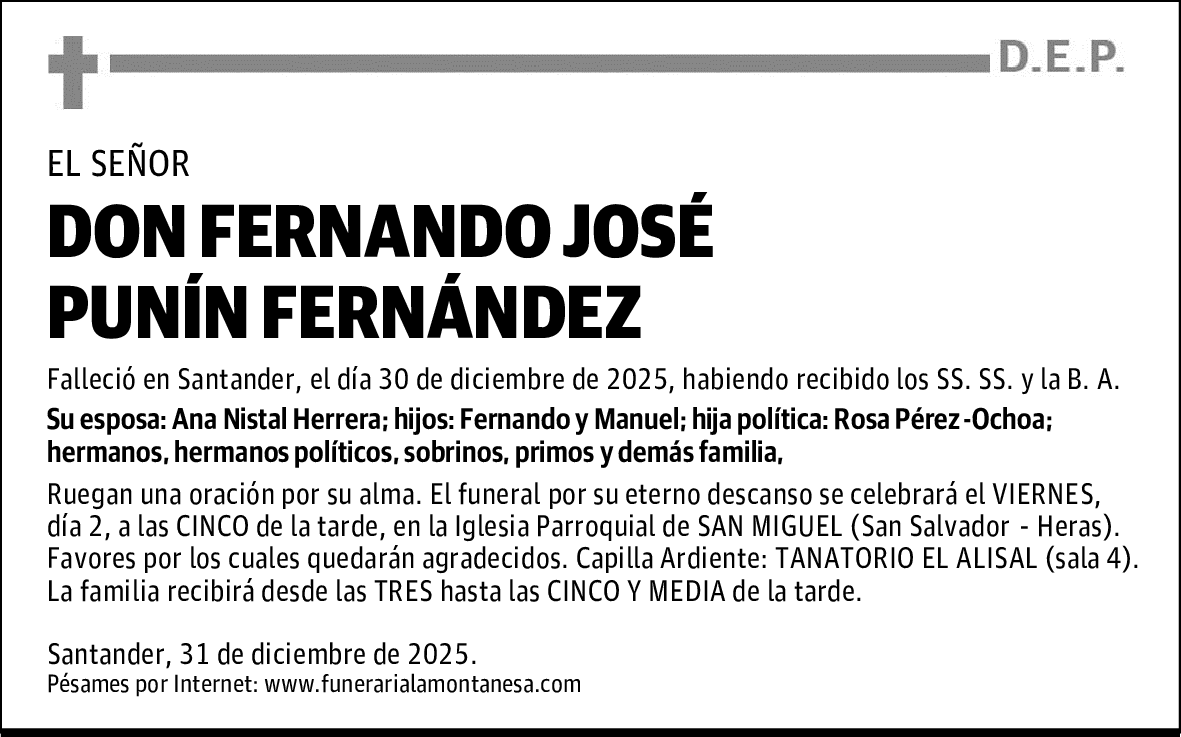 DON FERNANDO JOSÉ PUNÍN FERNÁNDEZ