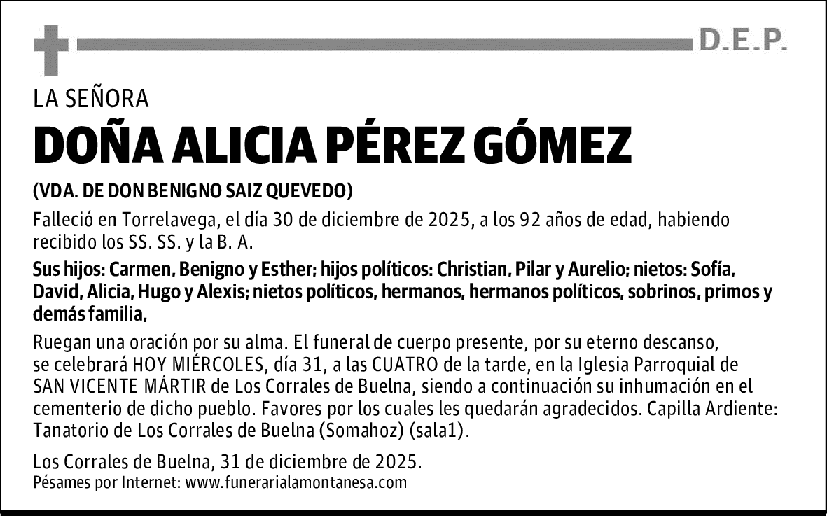 DOÑA ALICIA PÉREZ GÓMEZ