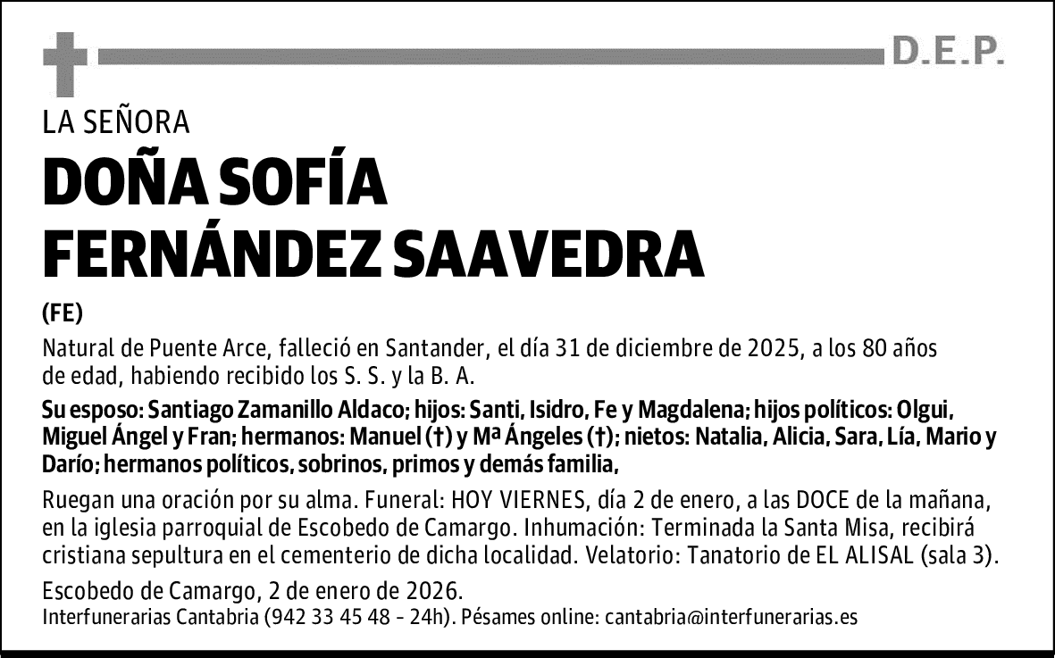 DOÑA SOFÍA FERNÁNDEZ SAAVEDRA