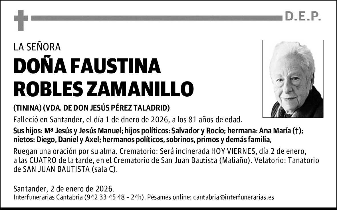 DOÑA FAUSTINA ROBLES ZAMANILLO