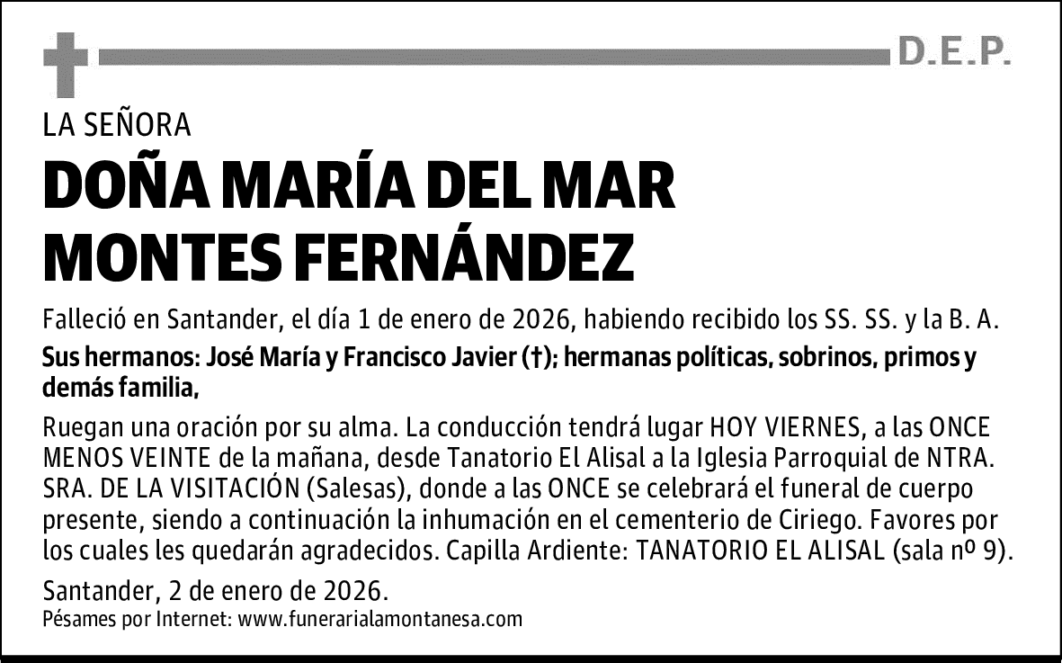 DOÑA MARÍA DEL MAR MONTES FERNÁNDEZ