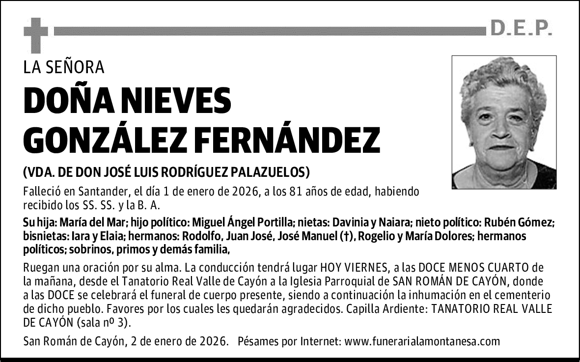 DOÑA NIEVES GONZÁLEZ FERNÁNDEZ