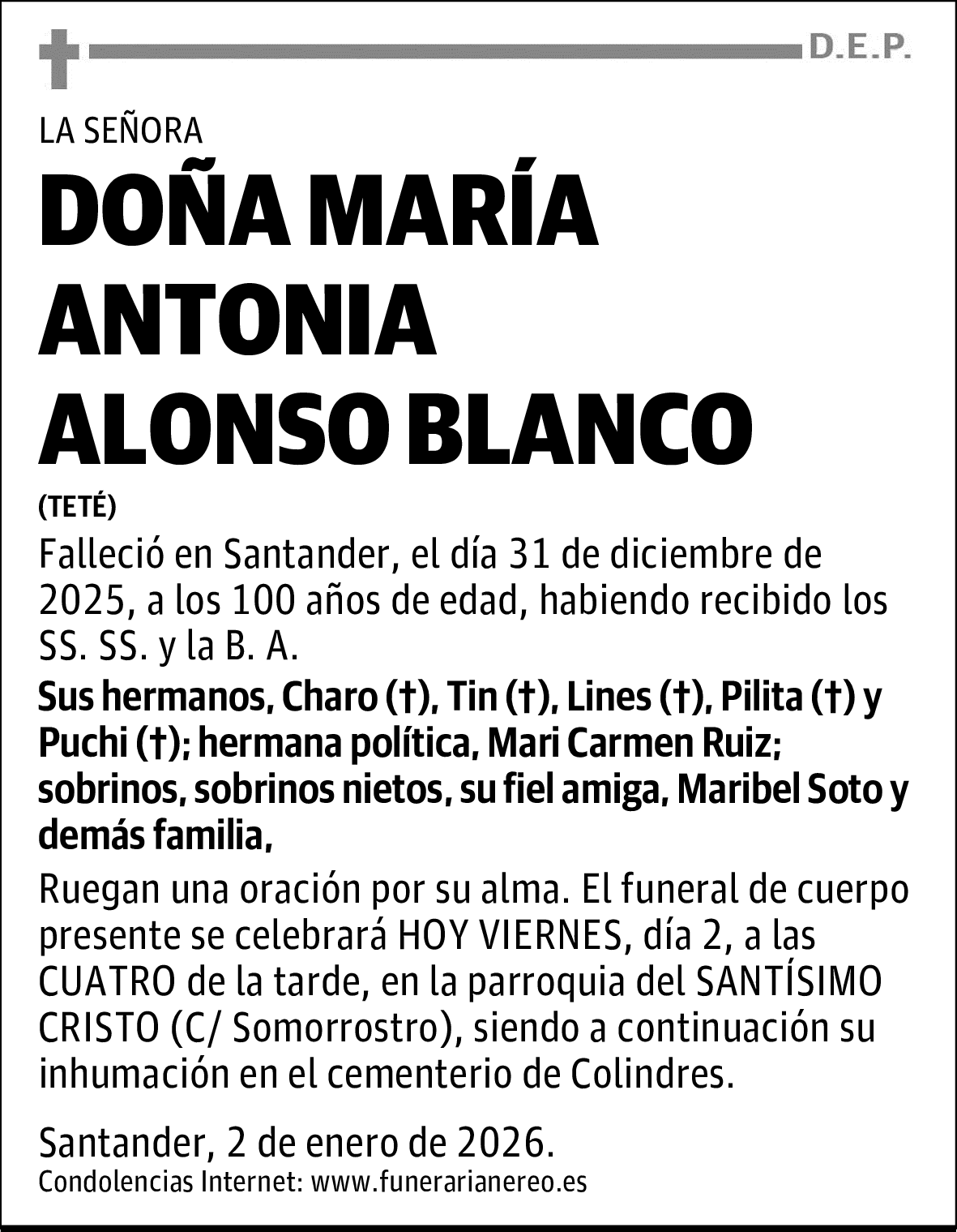 DOÑA MARÍA ANTONIA ALONSO BLANCO