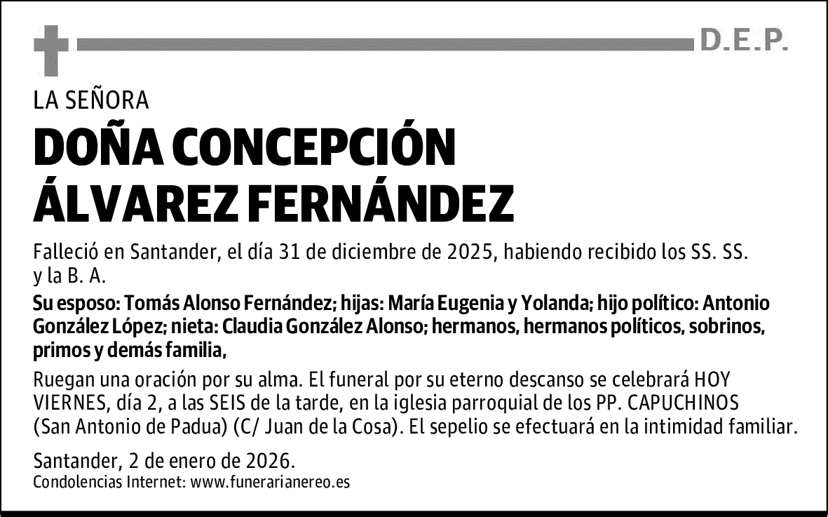 DOÑA CONCEPCIÓN ÁLVAREZ FERNÁNDEZ