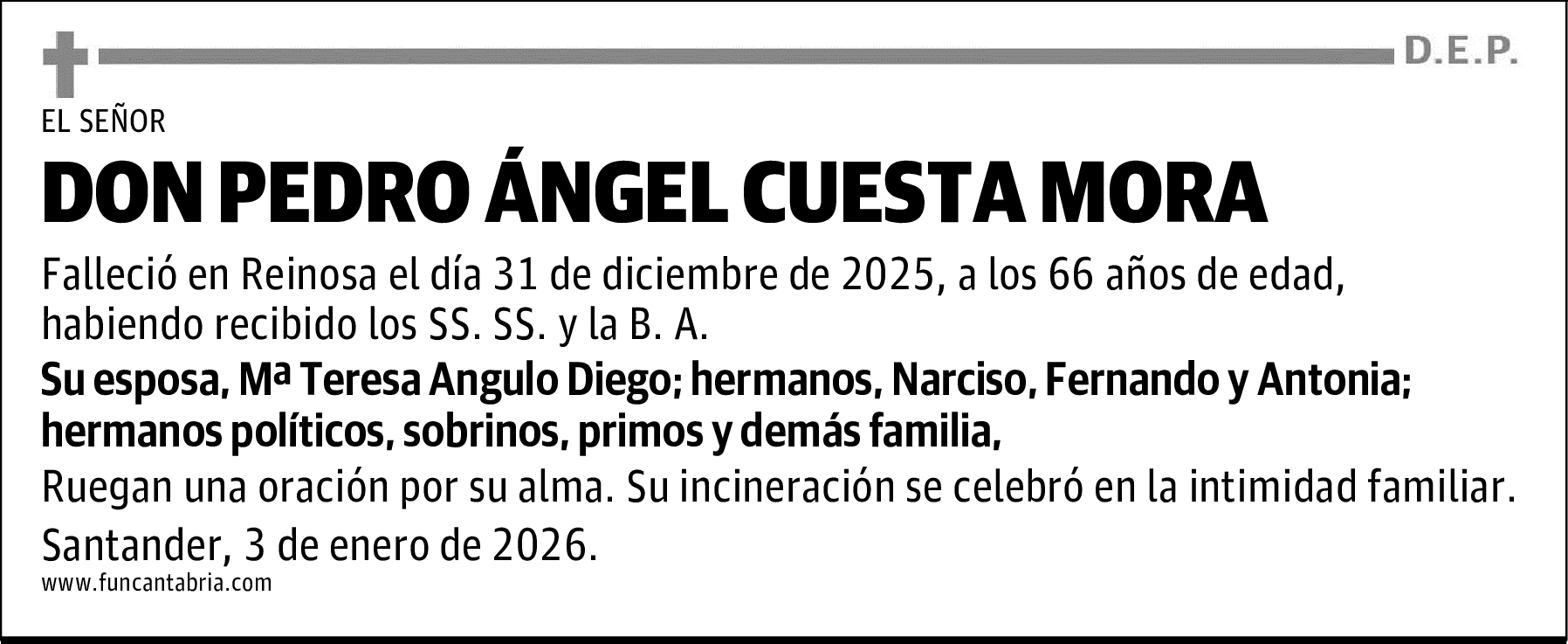 DON PEDRO ÁNGEL CUESTA MORA