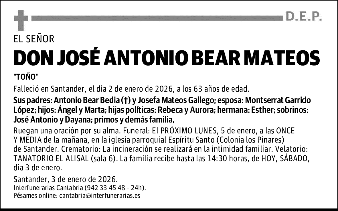 DON JOSÉ ANTONIO BEAR MATEOS