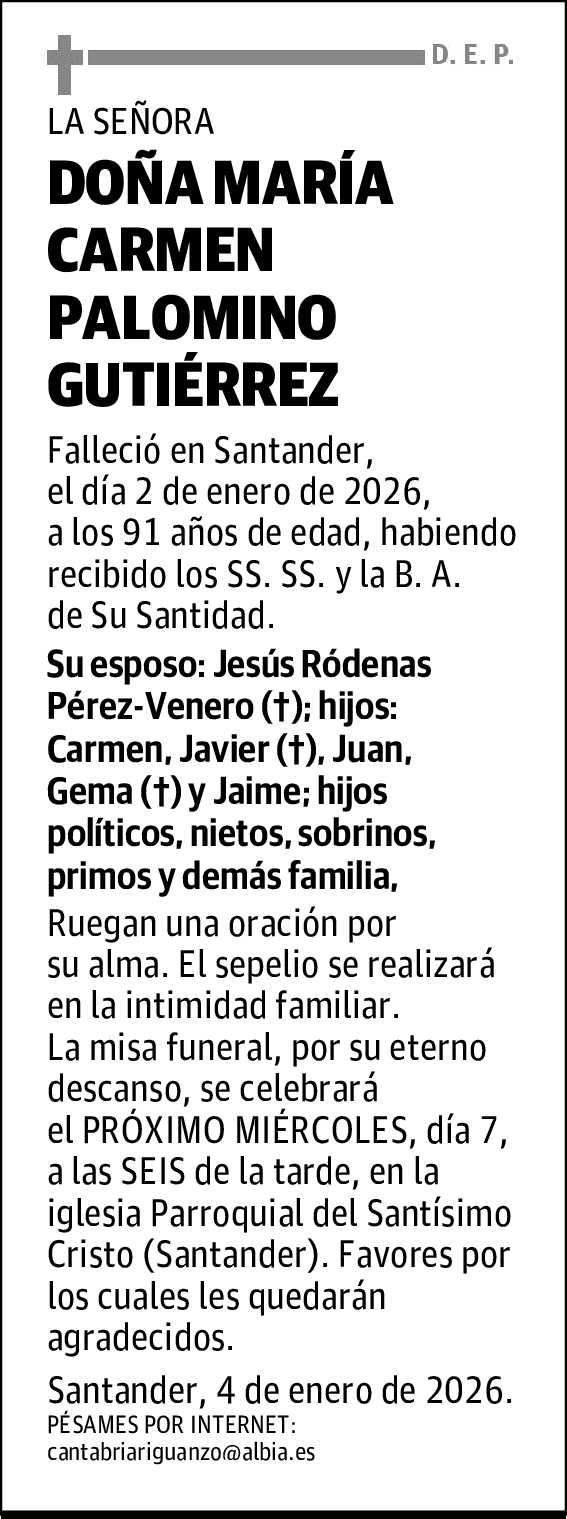DOÑA MARÍA CARMEN PALOMINO GUTIÉRREZ