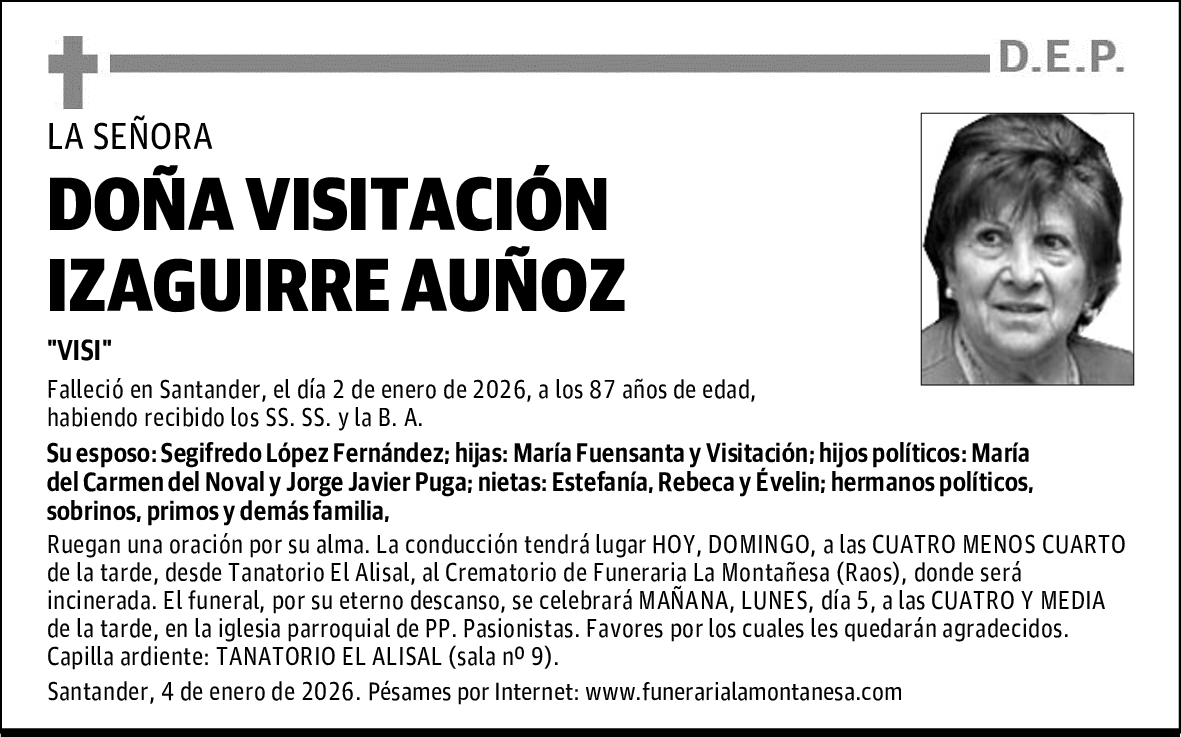 DOÑA VISITACIÓN IZAGUIRRE AUÑOZ