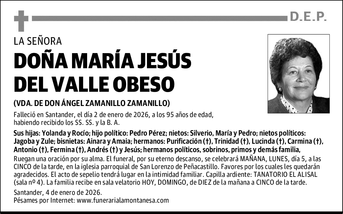 DOÑA MARÍA JESÚS DEL VALLE OBESO