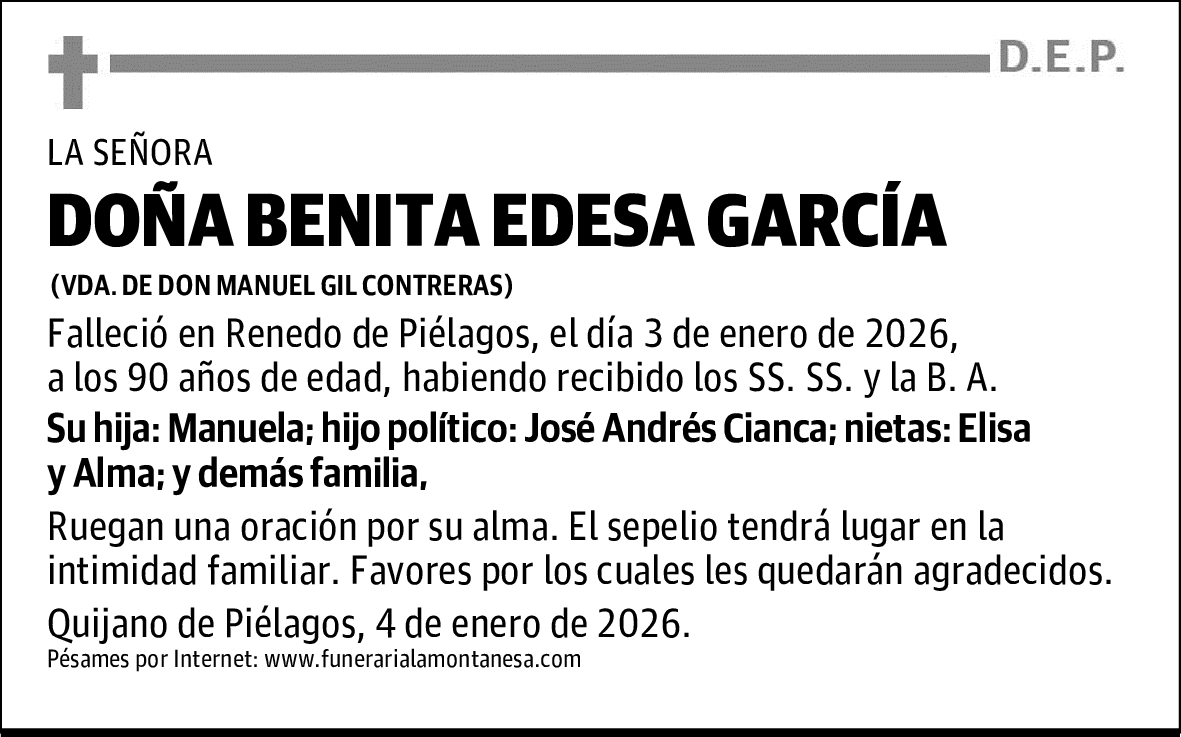 DOÑA BENITA EDESA GARCÍA
