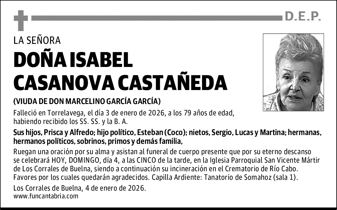 DOÑA ISABEL CASANOVA CASTAÑEDA