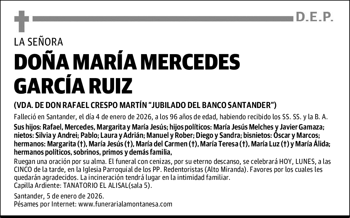 DOÑA MARÍA MERCEDES GARCÍA RUIZ