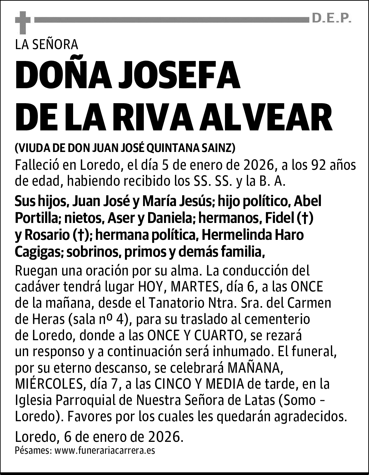 DOÑA JOSEFA DE LA RIVA ALVEAR