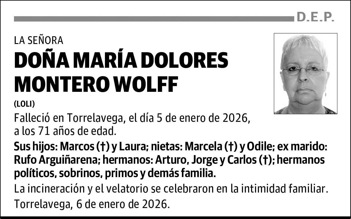 DOÑA MARÍA DOLORES MONTERO WOLFF