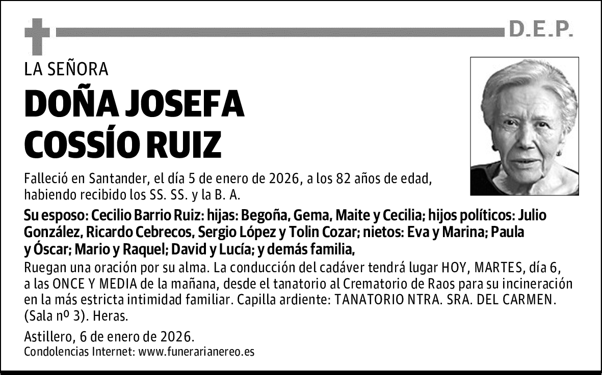 DOÑA JOSEFA COSSÍO RUIZ