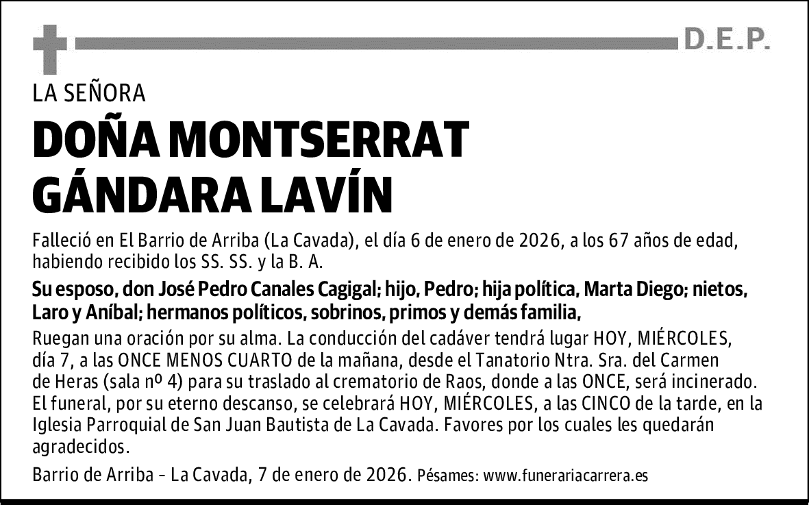 DOÑA MONTSERRAT GÁNDARA LAVÍN