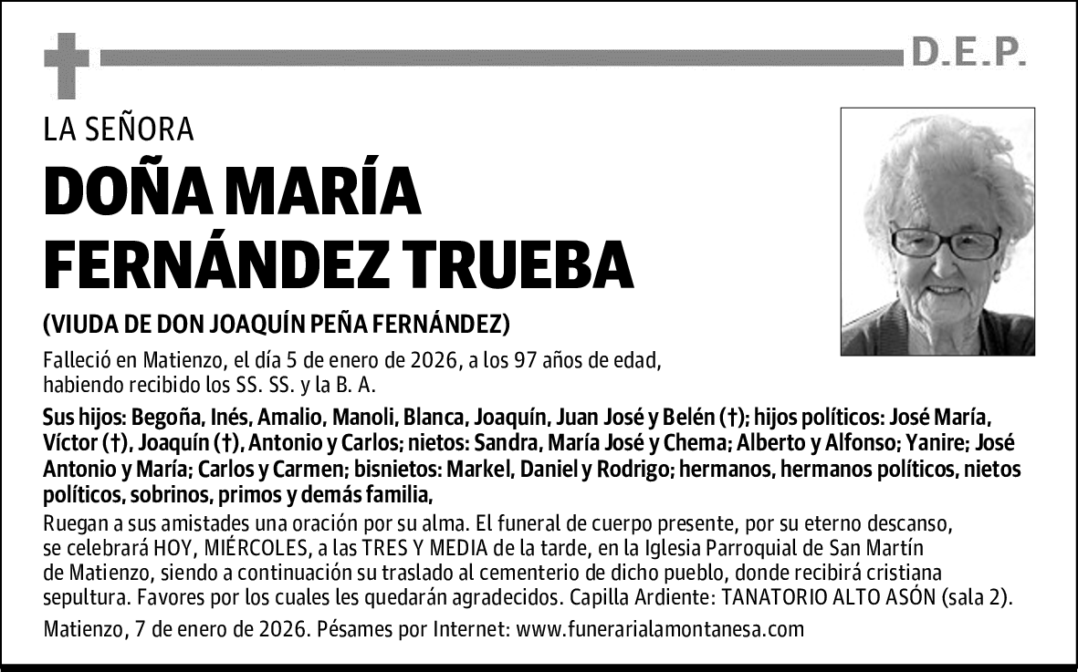 DOÑA MARÍA FERNÁNDEZ TRUEBA