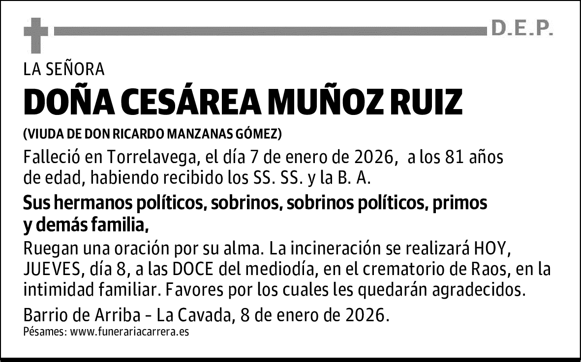 DOÑA CESÁREA MUÑOZ RUIZ
