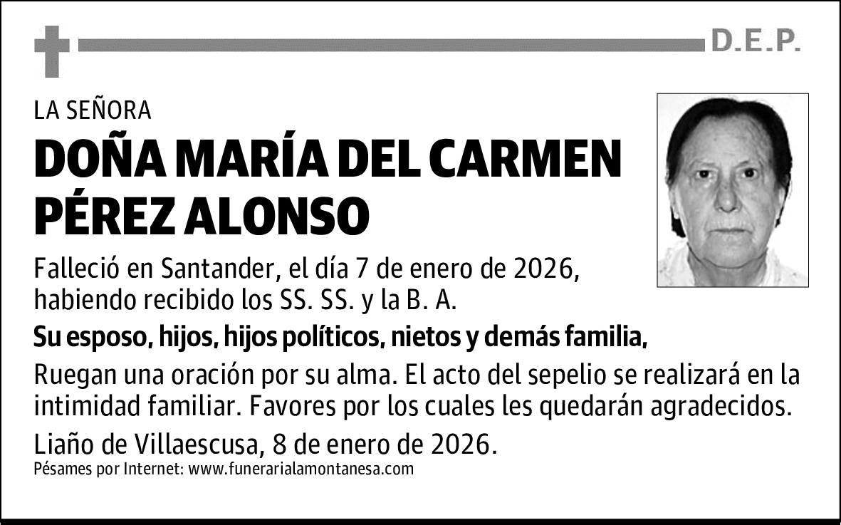 DOÑA MARÍA DEL CARMEN PÉREZ ALONSO