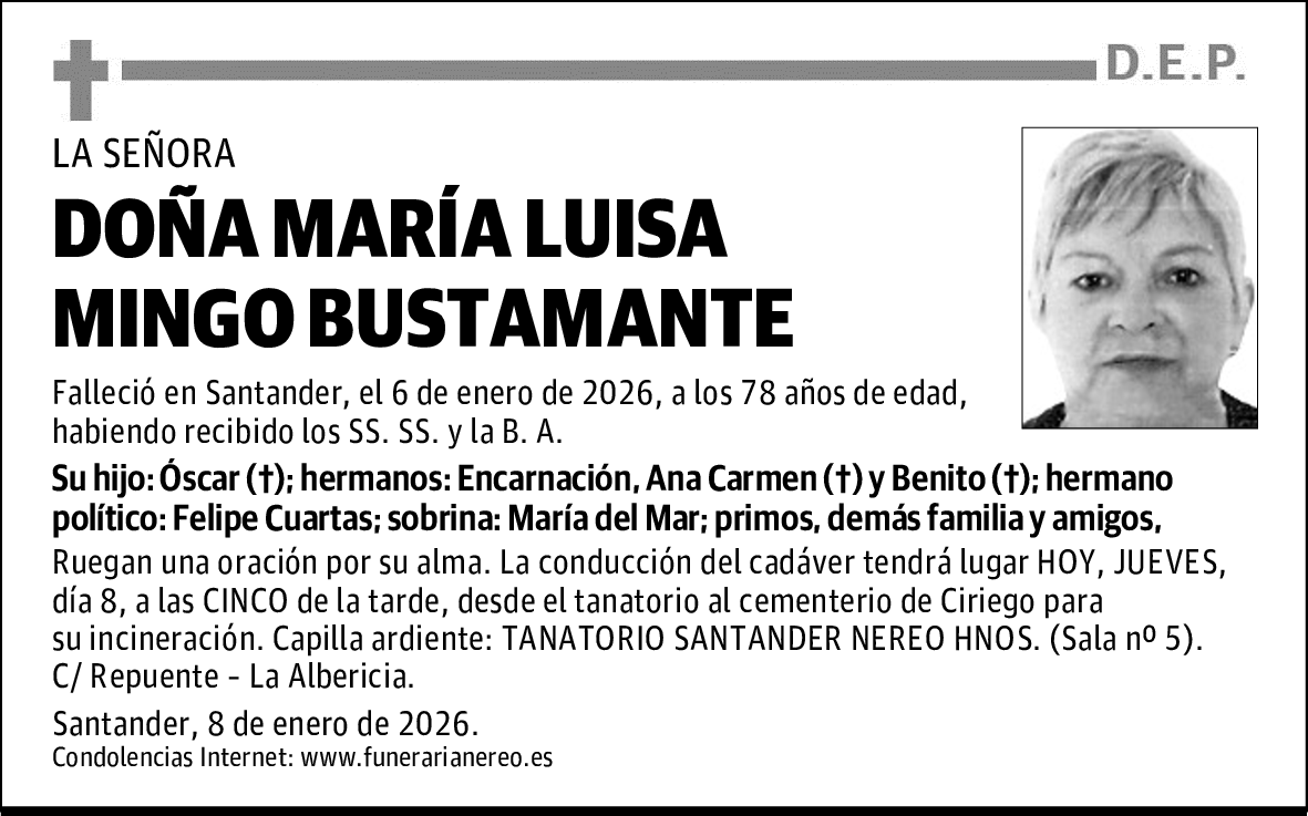 DOÑA MARÍA LUISA MINGO BUSTAMANTE