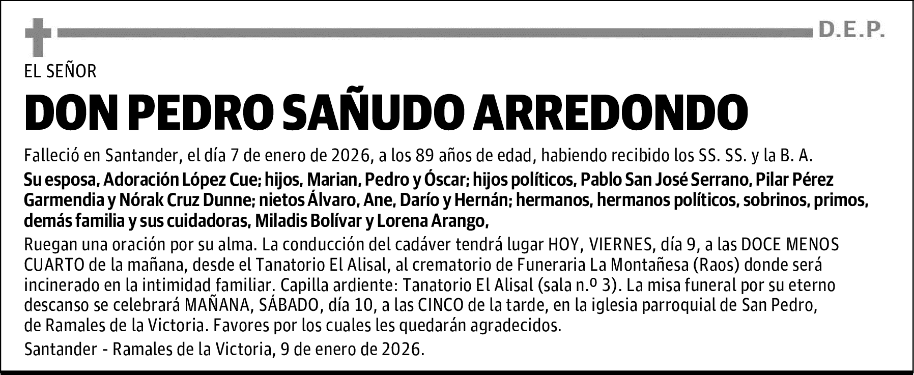 DON PEDRO SAÑUDO ARREDONDO