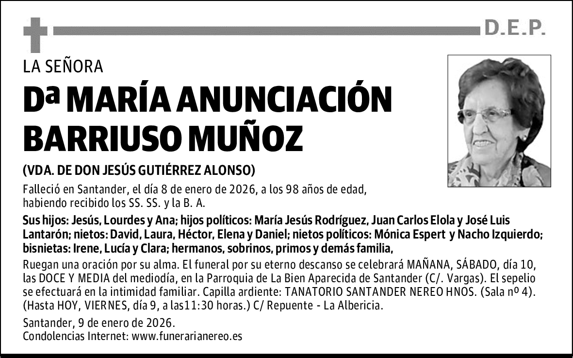 DOÑA MARÍA ANUNCIACIÓN BARRIUSO MUÑOZ