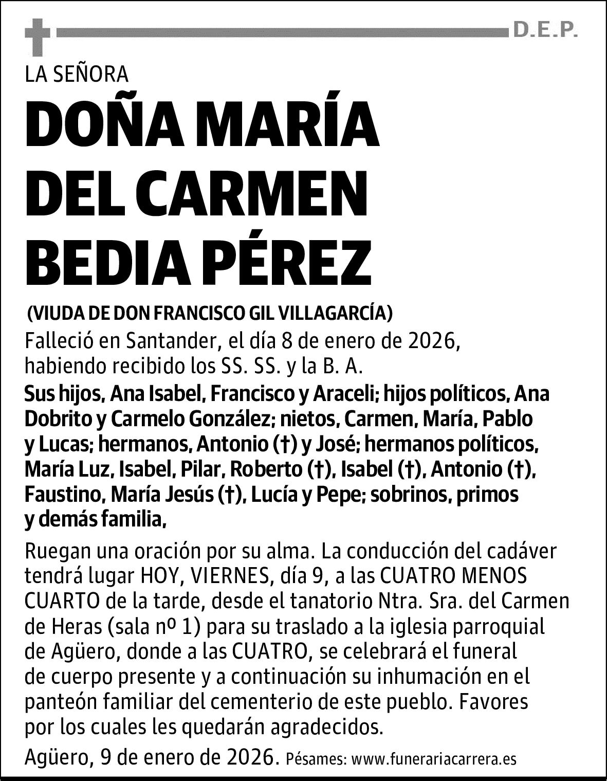DOÑA MARÍA DEL CARMEN BEDIA PÉREZ
