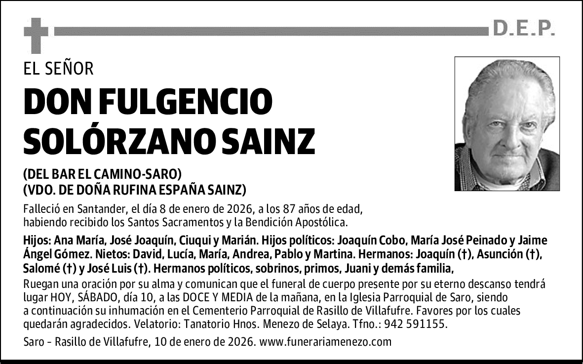 DON FULGENCIO SOLÓRZANO SAINZ
