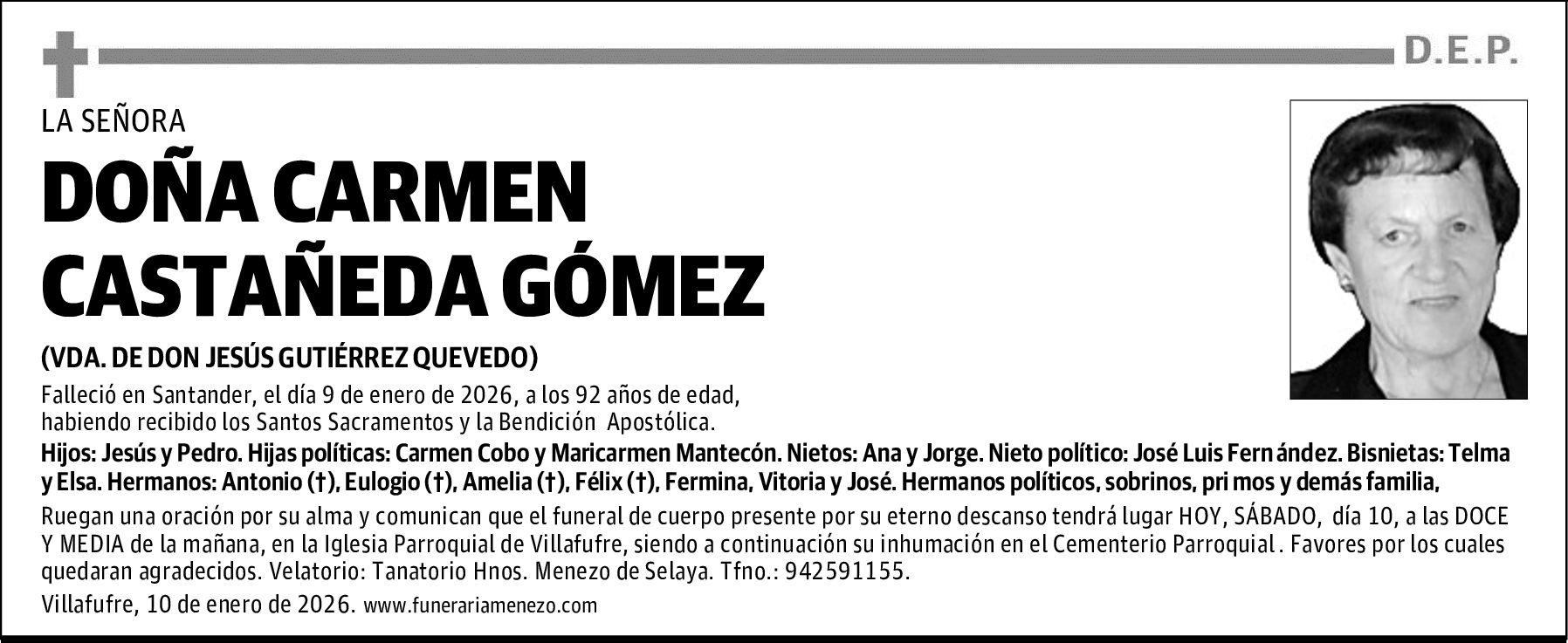 DOÑA CARMEN CASTAÑEDA GÓMEZ