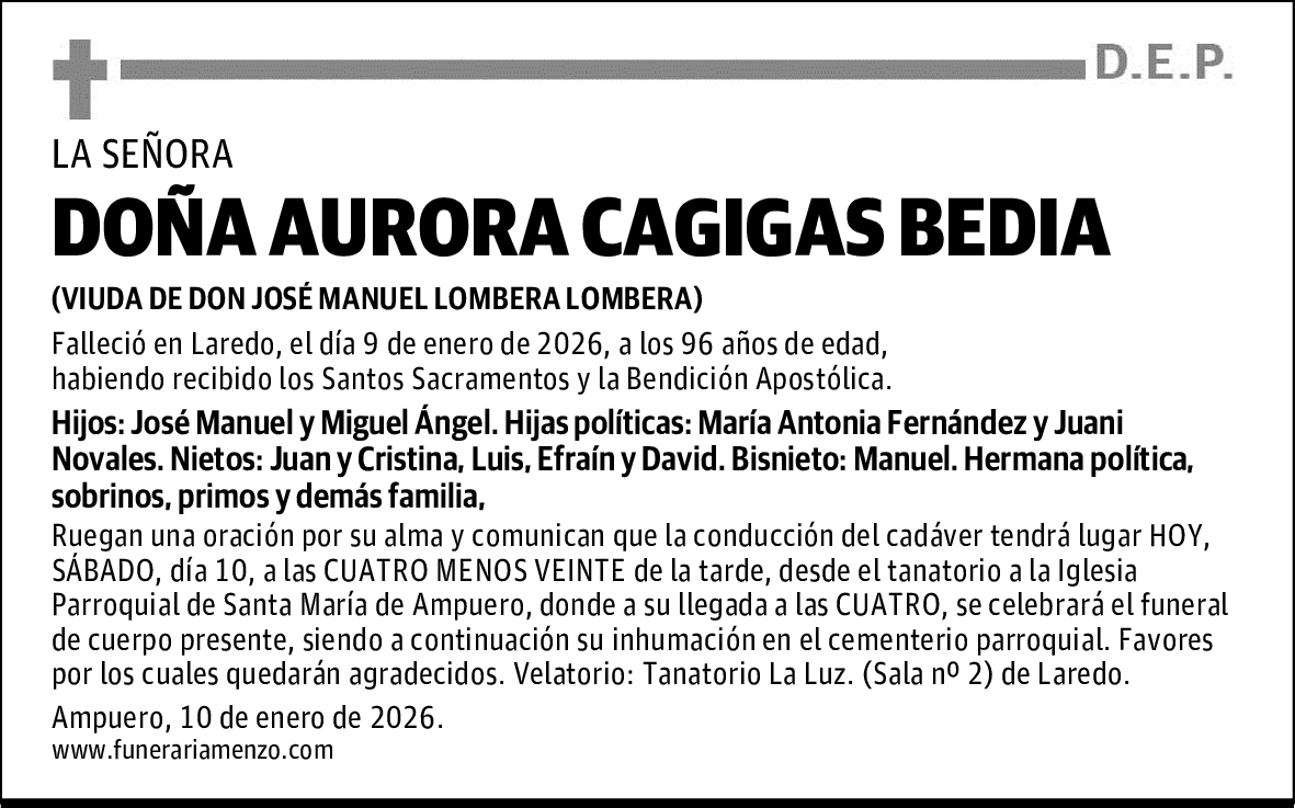 DOÑA AURORA CAGIGAS BEDIA