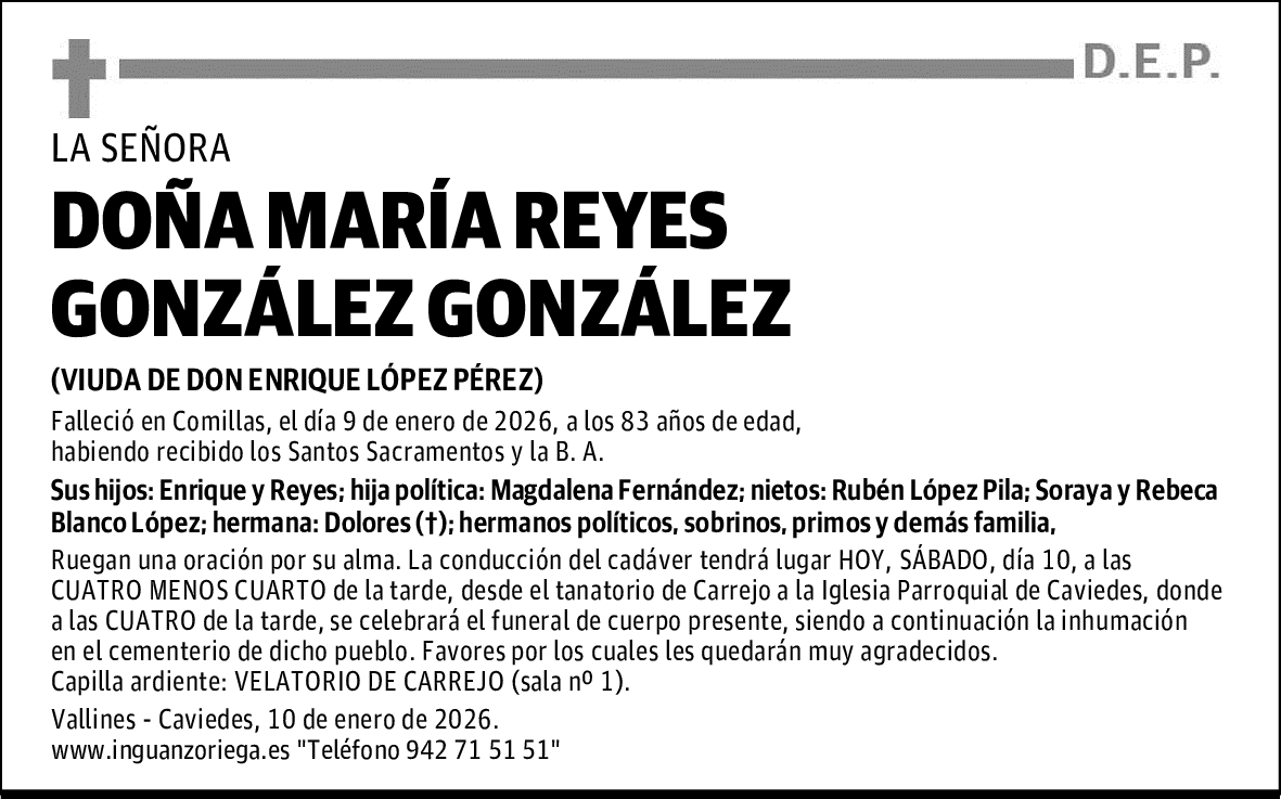 DOÑA MARÍA REYES GONZÁLEZ GONZÁLEZ