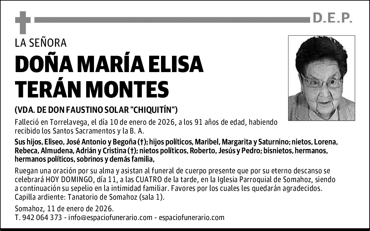 DOÑA MARÍA ELISA TERÁN MONTES