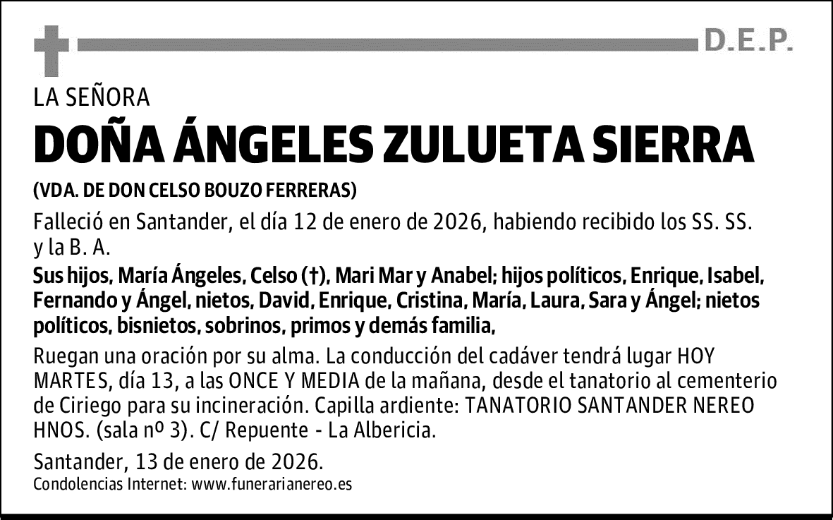DOÑA ÁNGELES ZULUETA SIERRA