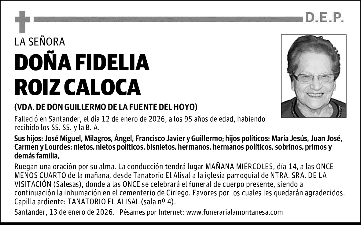 DOÑA FIDELIA ROIZ CALOCA