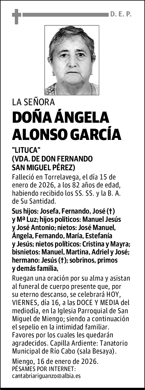 DOÑA ÁNGELA ALONSO GARCÍA