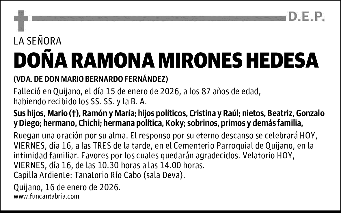 DOÑA RAMONA MIRONES HEDESA