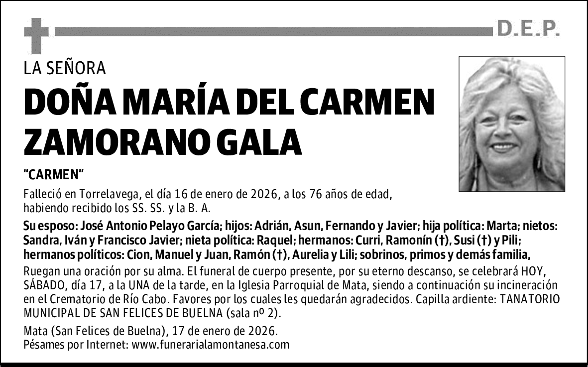DOÑA MARÍA DEL CARMEN ZAMORANO GALA