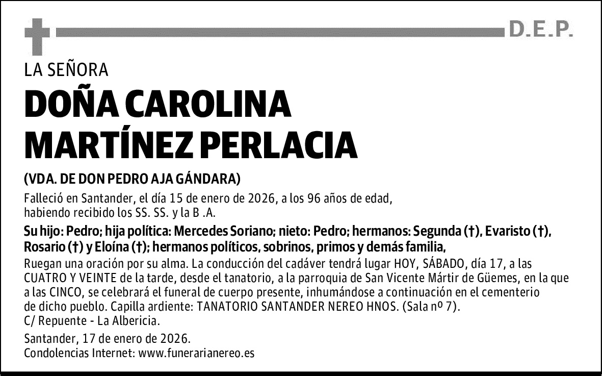 DOÑA CAROLINA MARTÍNEZ PERLACIA