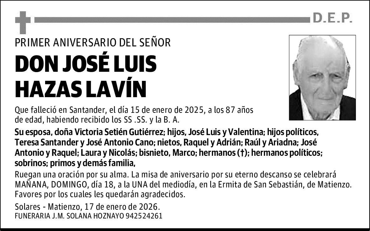 DON JOSÉ LUIS HAZAS LAVÍN