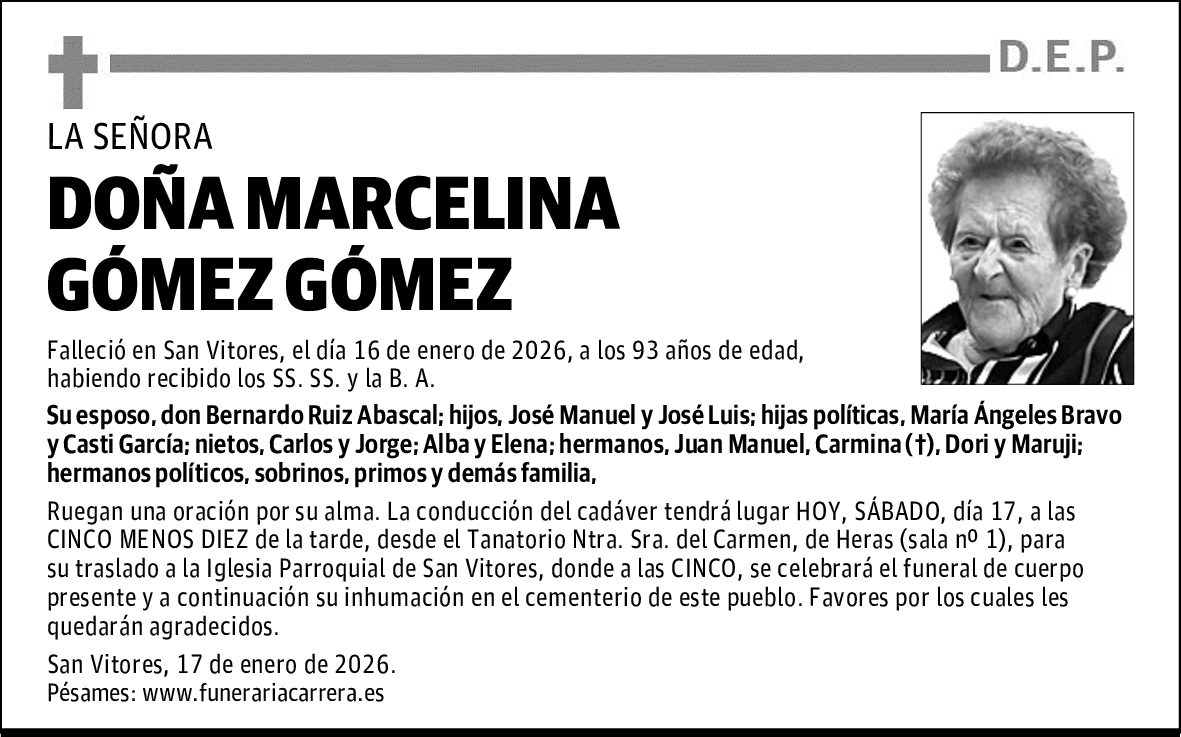 DOÑA MARCELINA GÓMEZ GÓMEZ