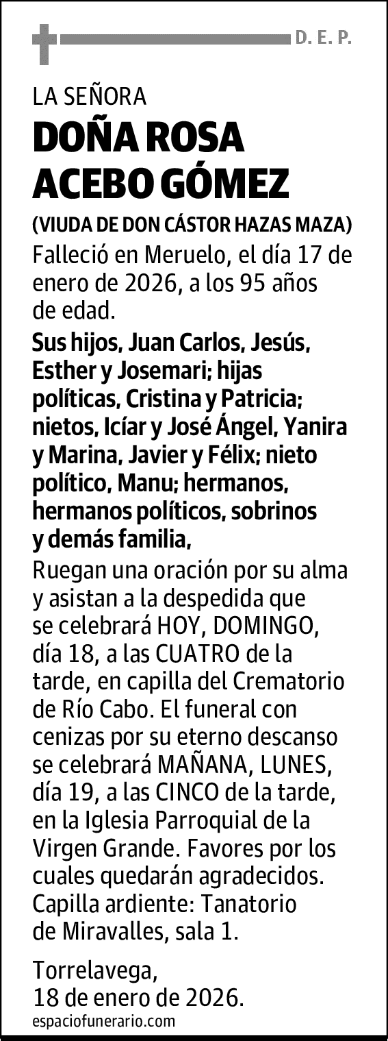 DOÑA ROSA ACEBO GÓMEZ