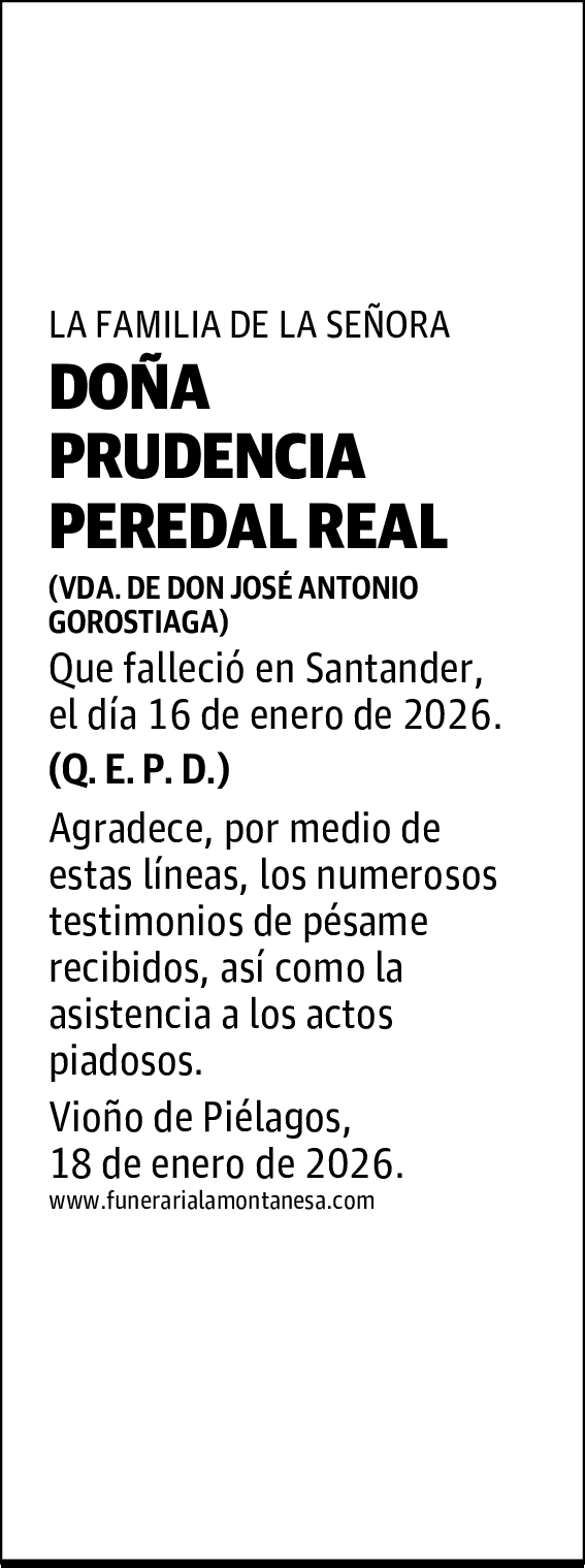 DOÑA PRUDENCIA PEREDAL REAL
