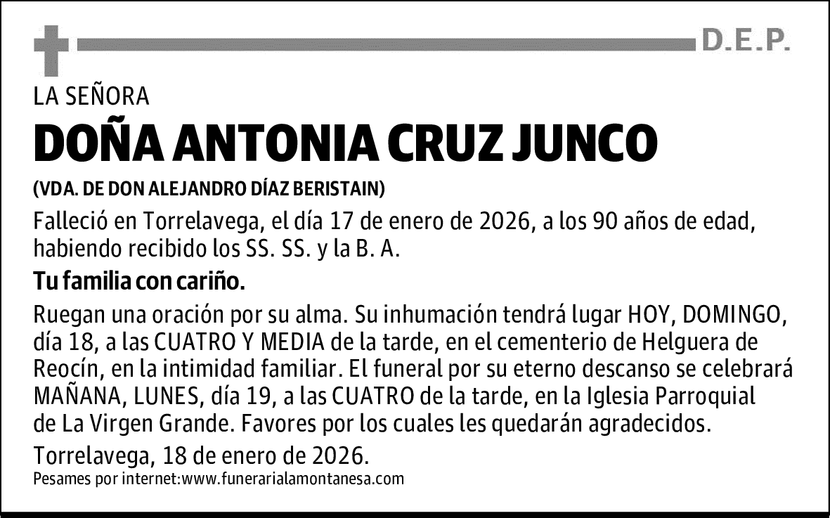 DOÑA ANTONIA CRUZ JUNCO
