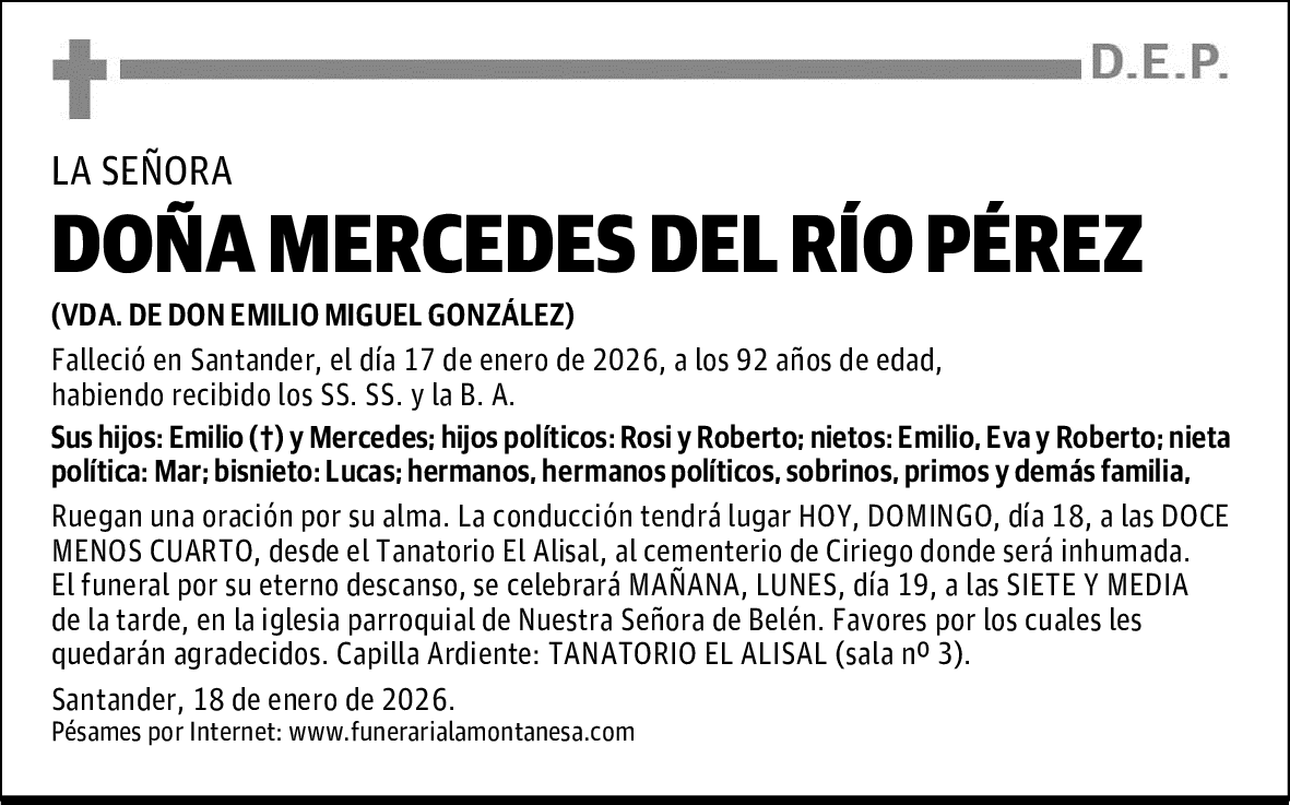 DOÑA MERCEDES DEL RÍO PÉREZ