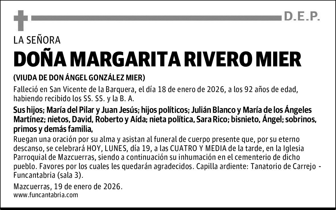 DOÑA MARGARITA RIVERO MIER