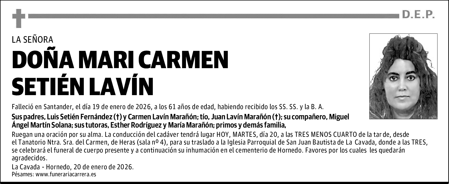DOÑA MARI CARMEN SETIÉN LAVÍN