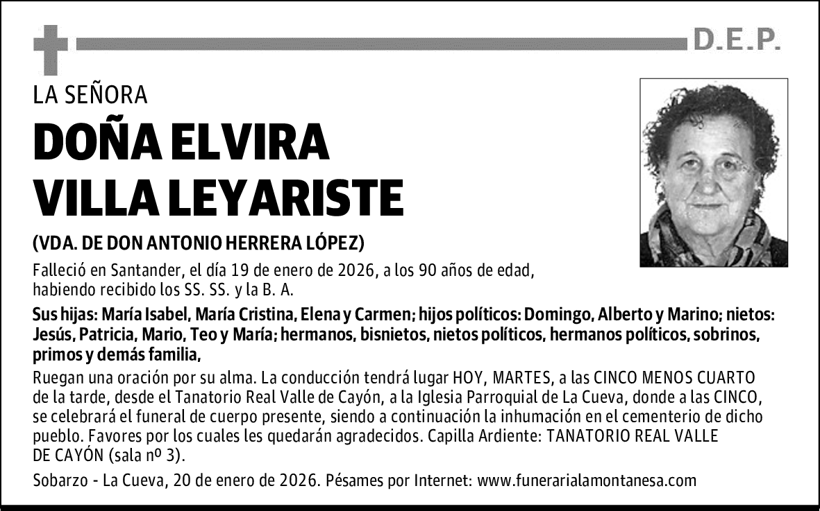 DOÑA ELVIRA VILLA LEYARISTE