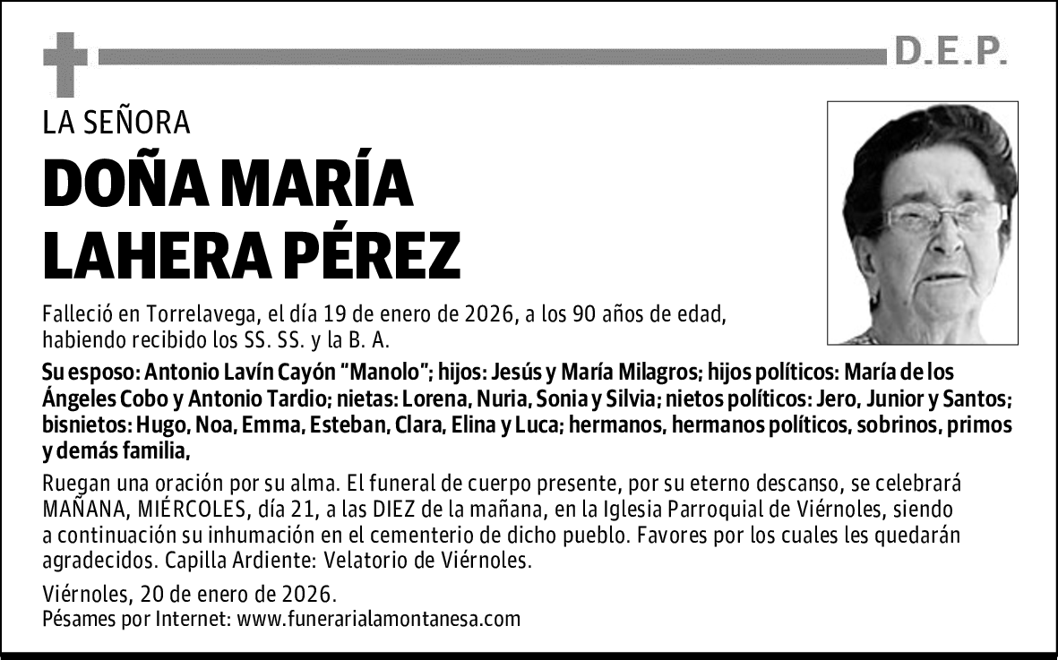 DOÑA MARÍA LAHERA PÉREZ